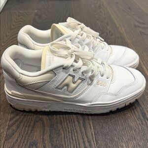 New Balance White and Cream Sneakers